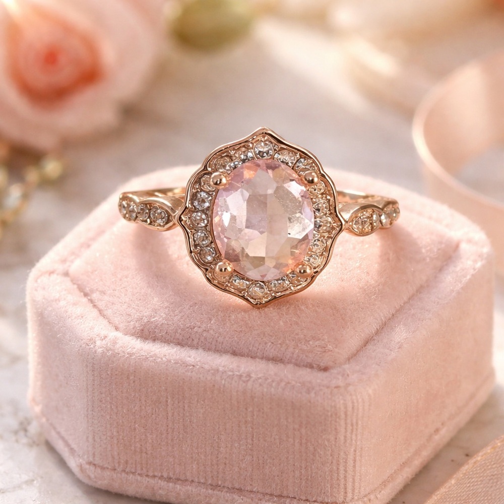 Elegant Gold and Pink Gemstone Ring